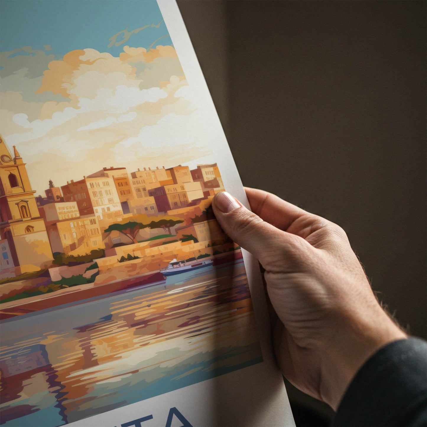 Valletta Poster - Malta Travel Art - Historic Harbor City Wall Decor