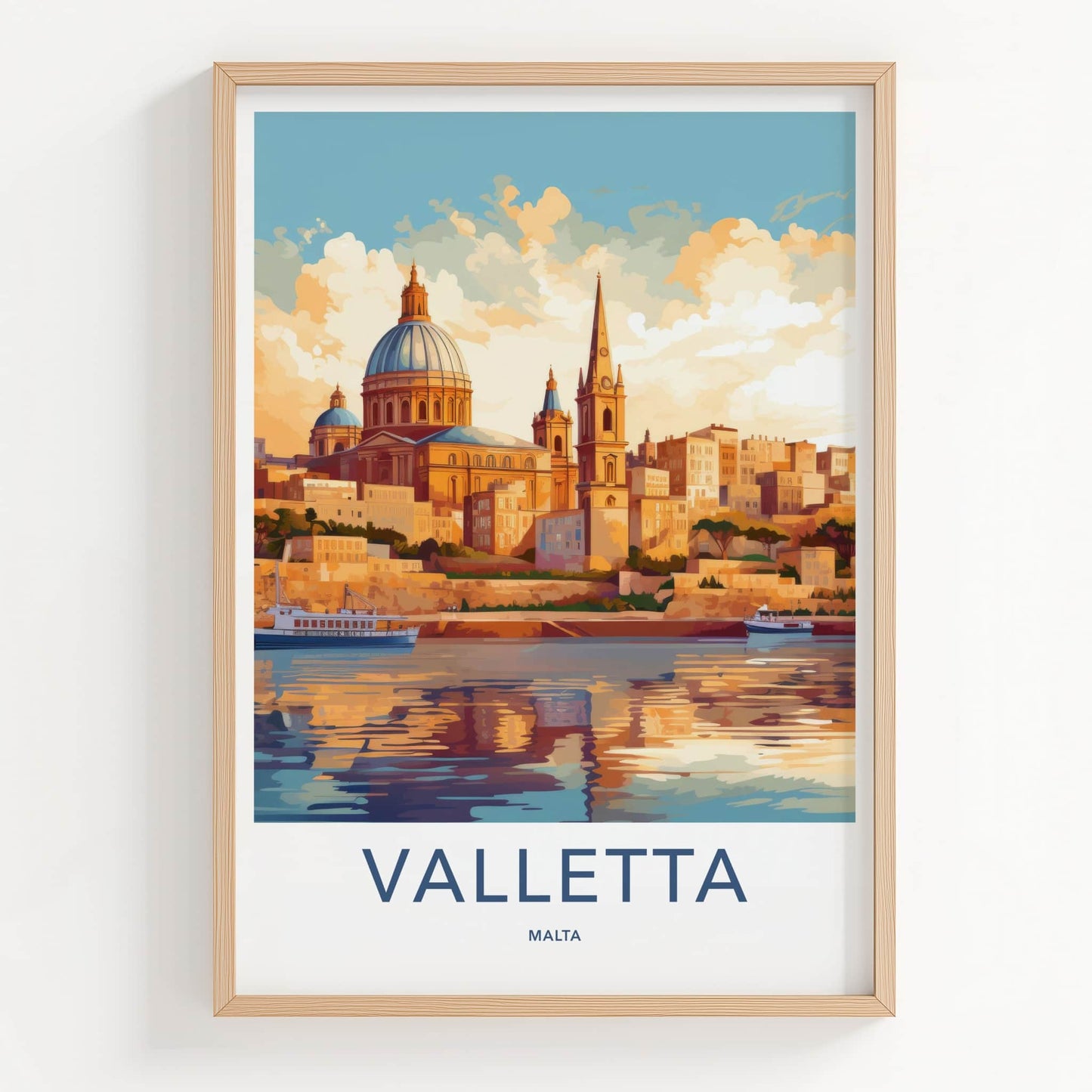 Valletta Poster - Malta Travel Art - Historic Harbor City Wall Decor