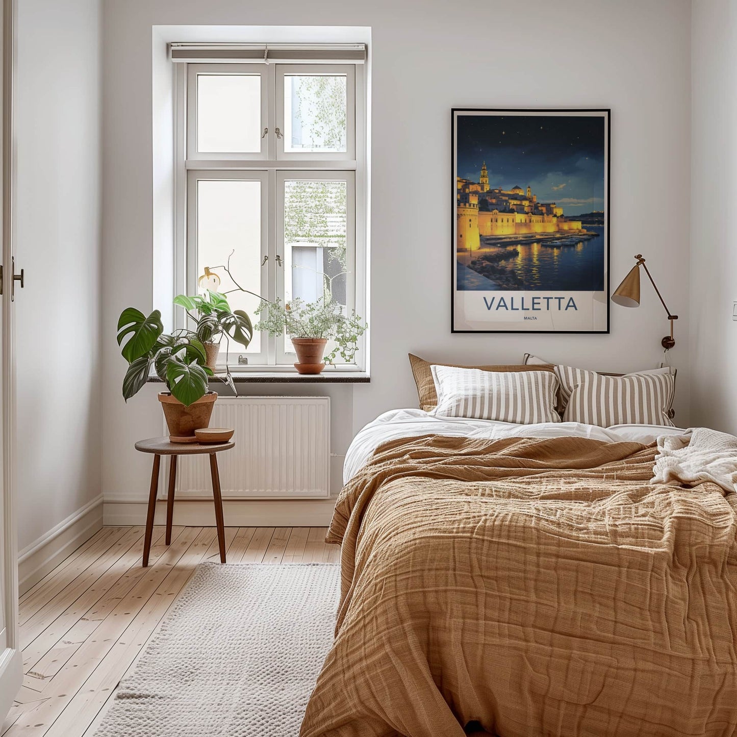Valletta Poster - Malta Travel Art - Illuminated City Marina Wall Decor