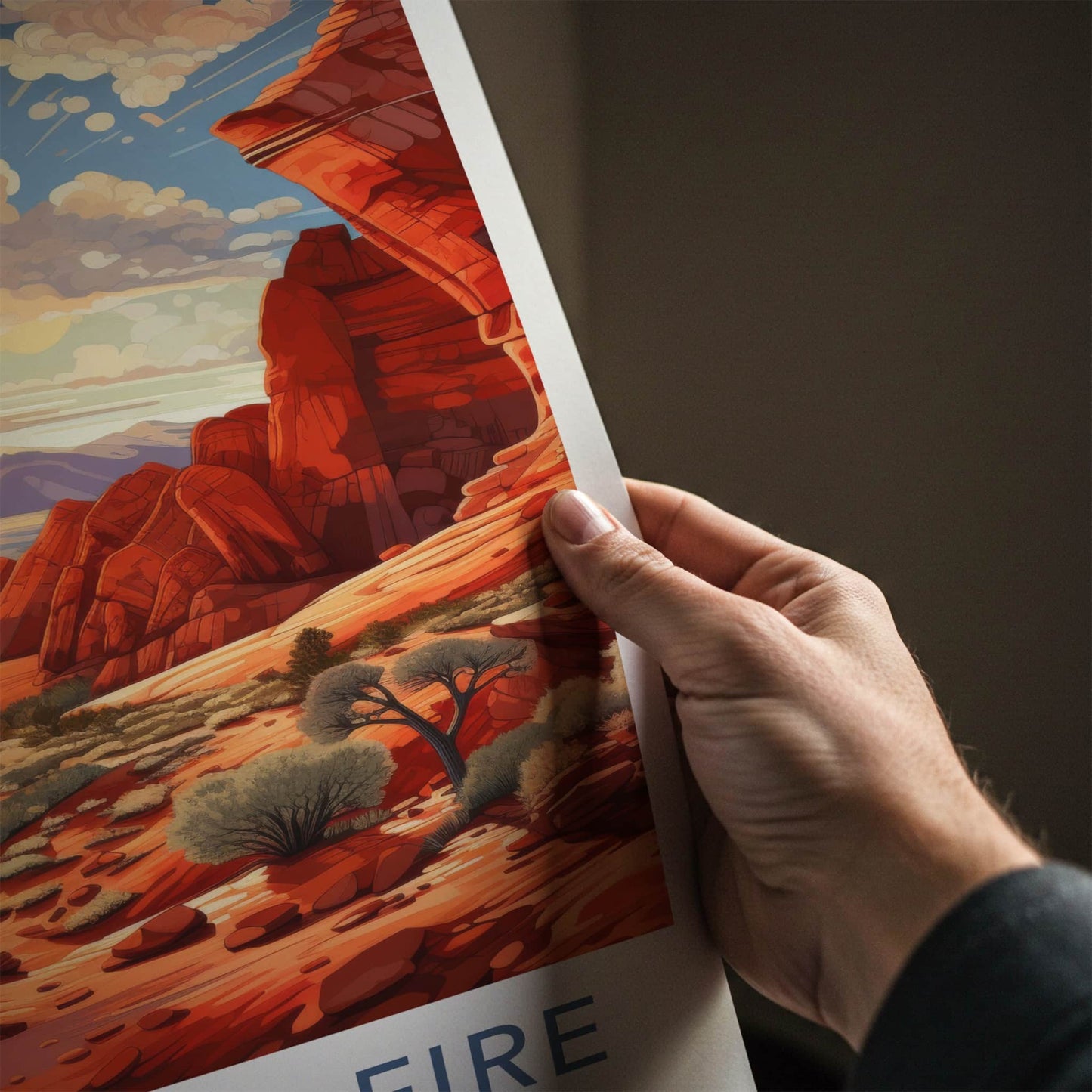 VALLEY OF FIRE Poster - Nevada Travel Art - Fiery Canyon Vista Home Decor