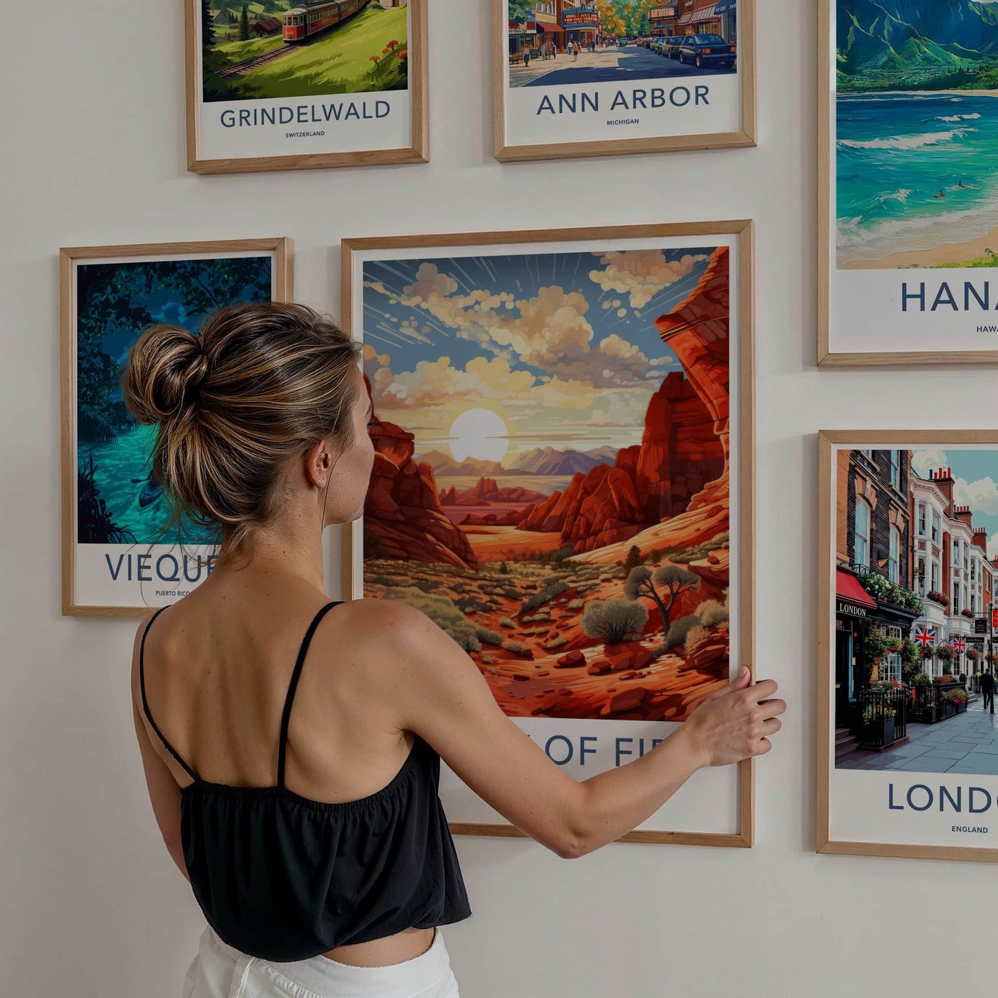 VALLEY OF FIRE Poster - Nevada Travel Art - Fiery Canyon Vista Home Decor