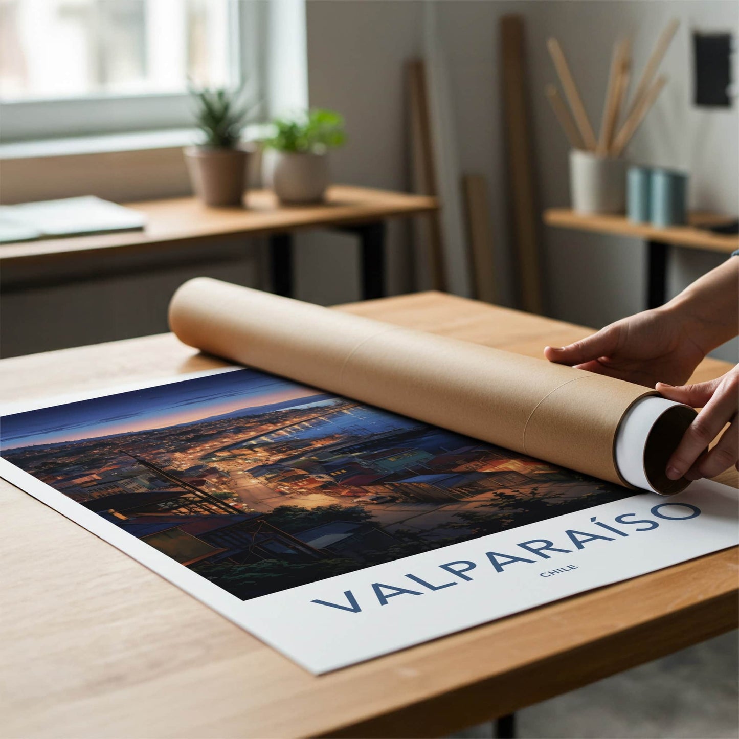 Valparaiso Poster - Chile Travel Art - Coastal City Lights Home Decor