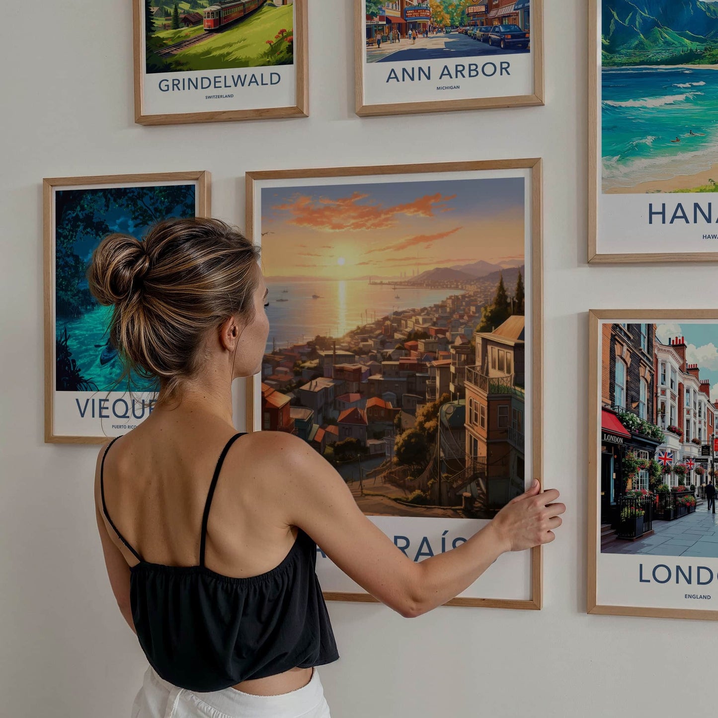 Valparaiso Poster - Chile Travel Art - Coastal City Sunset Home Decor