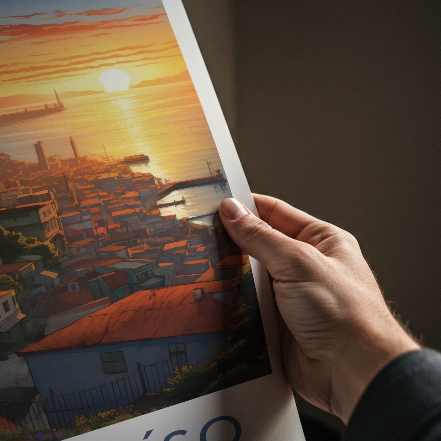 Valparaiso Poster - Chile Travel Art - Colorful City Sunset Home Decor