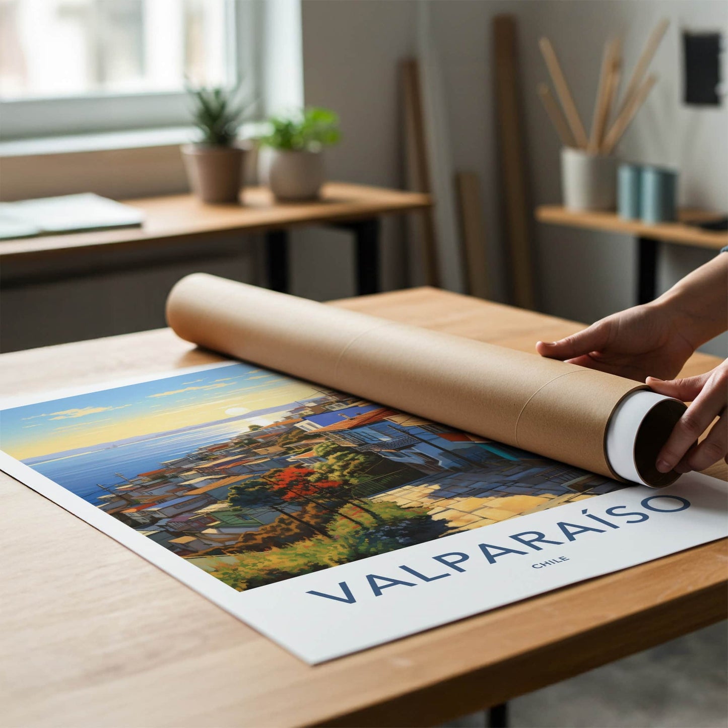 Valparaiso Poster - Chile Travel Art - Vibrant hillside vista Wall Decor