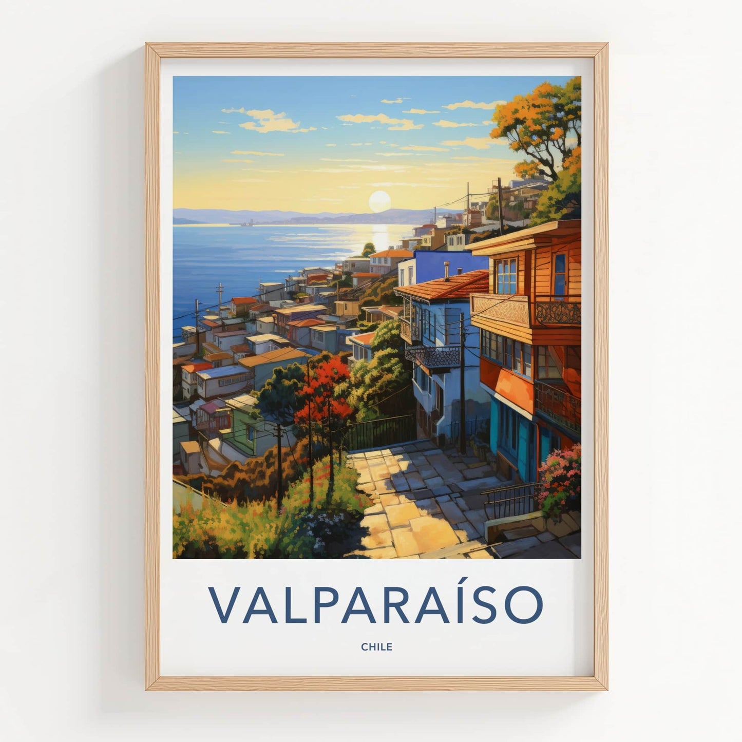 Valparaiso Poster - Chile Travel Art - Vibrant hillside vista Wall Decor