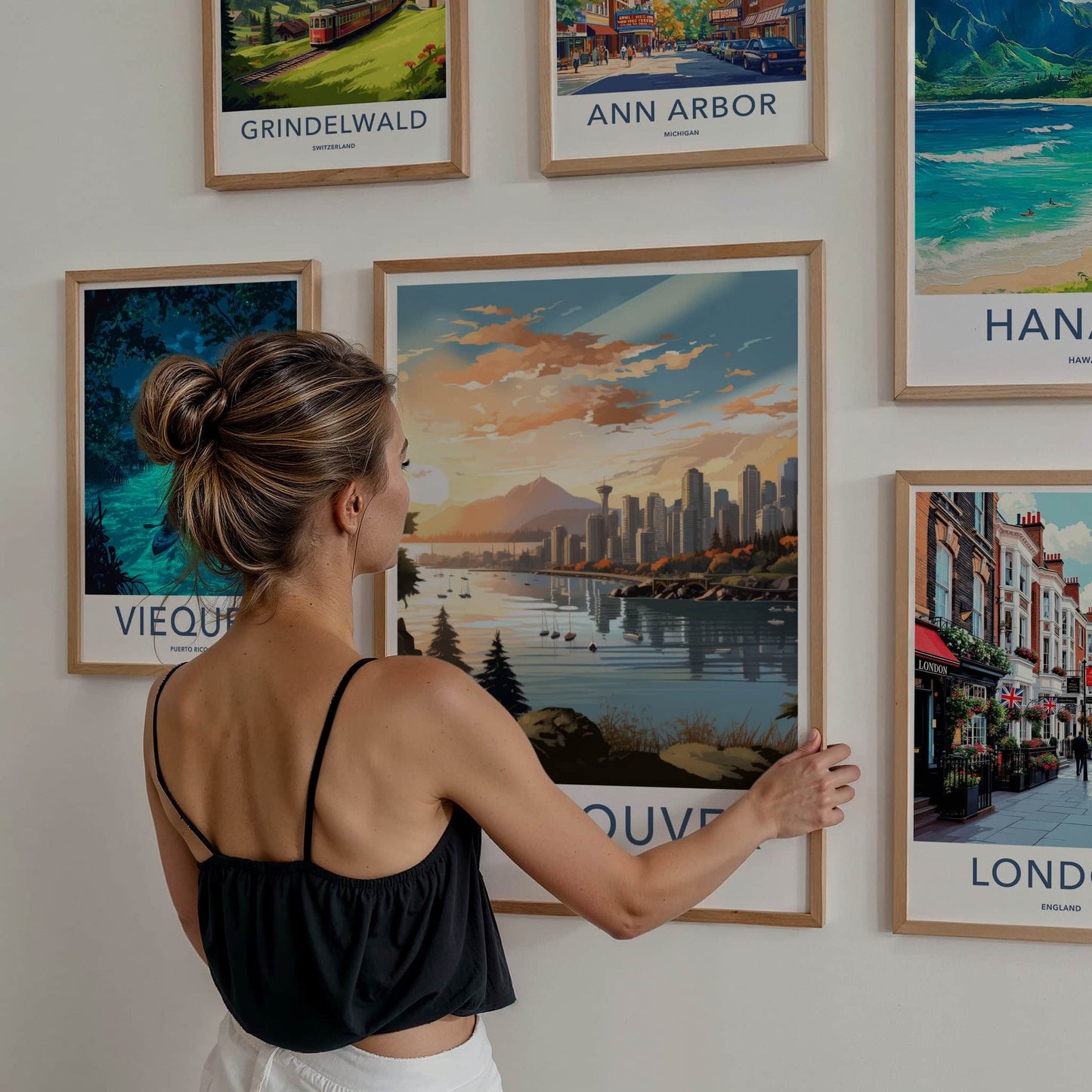 Vancouver Poster - Canada Travel Art - Waterfront Cityscape Sunset Wall Decor