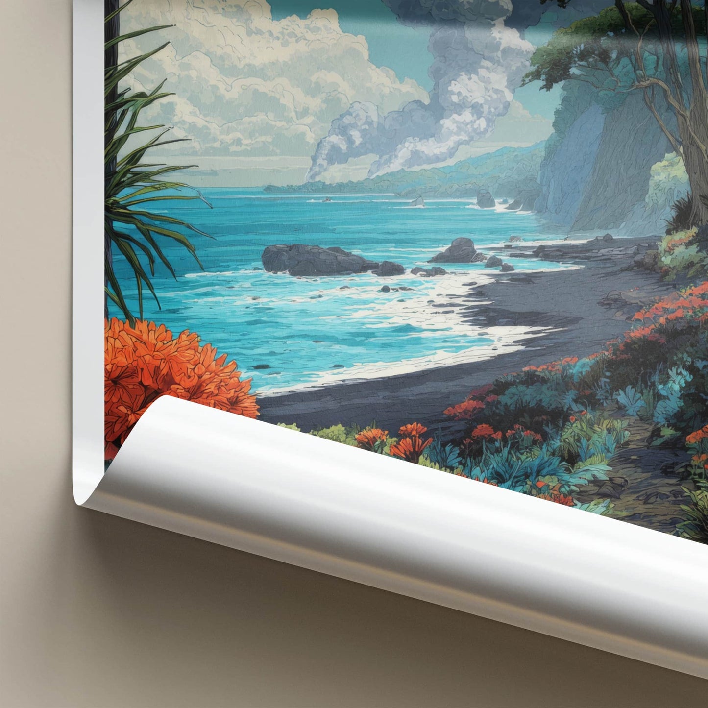 Vanuatu Poster - Oceania Travel Art - Smoking Volcano Island Gallery Art
