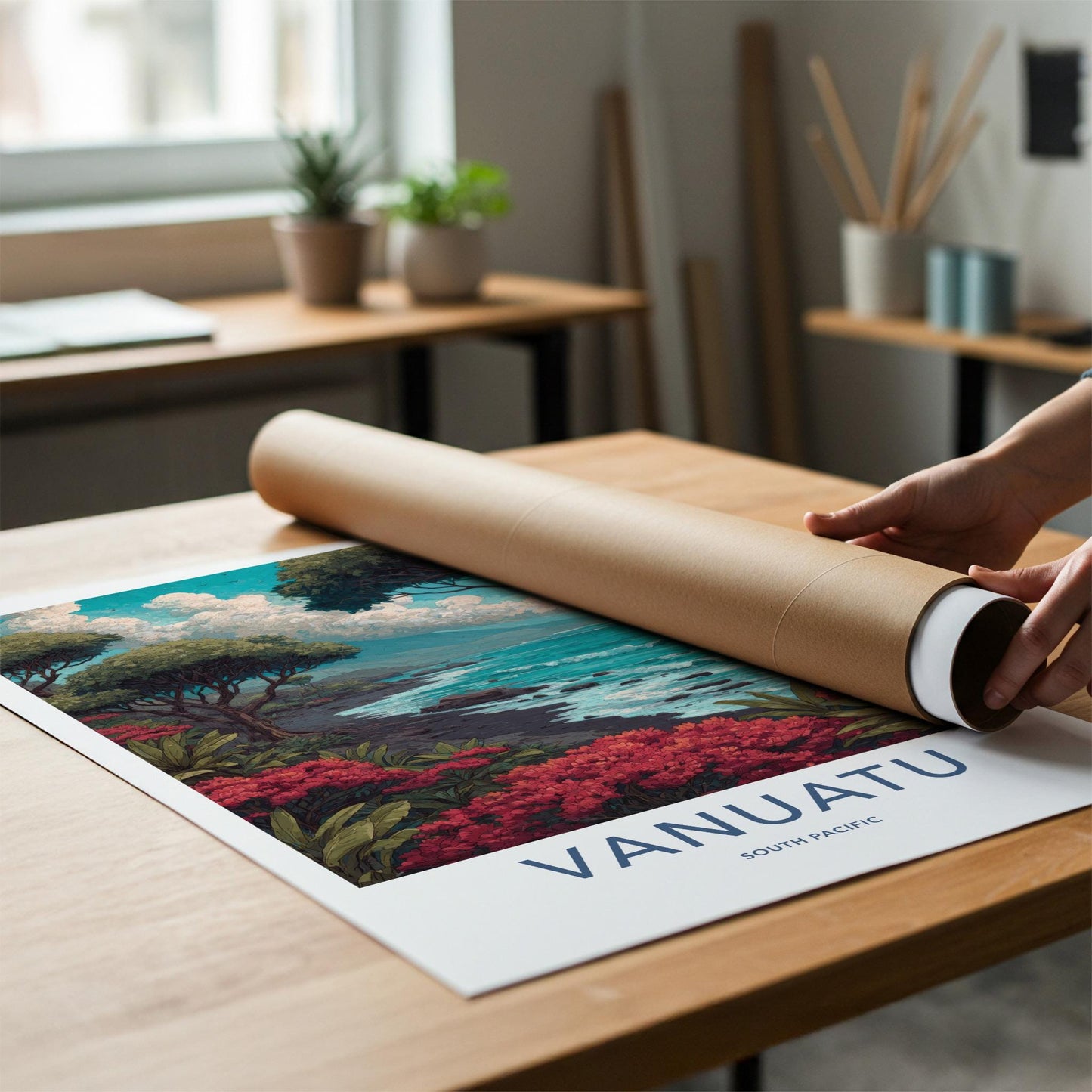 Vanuatu Poster - Vanuatu Travel Art - Vibrant Floral Coast Wall Decor