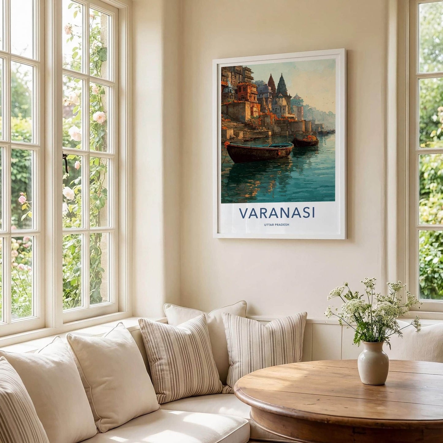 Varanasi Poster - India Travel Art - Uttar Pradesh Ganges River Ghats Wall Decor