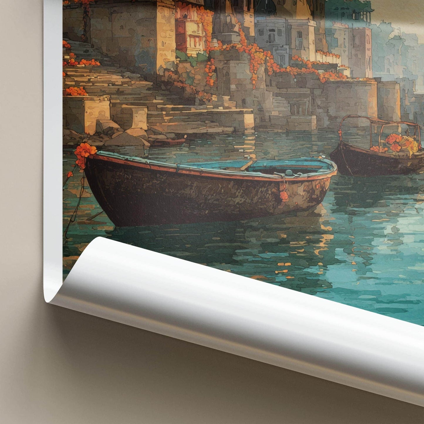Varanasi Poster - India Travel Art - Uttar Pradesh Ganges River Ghats Wall Decor