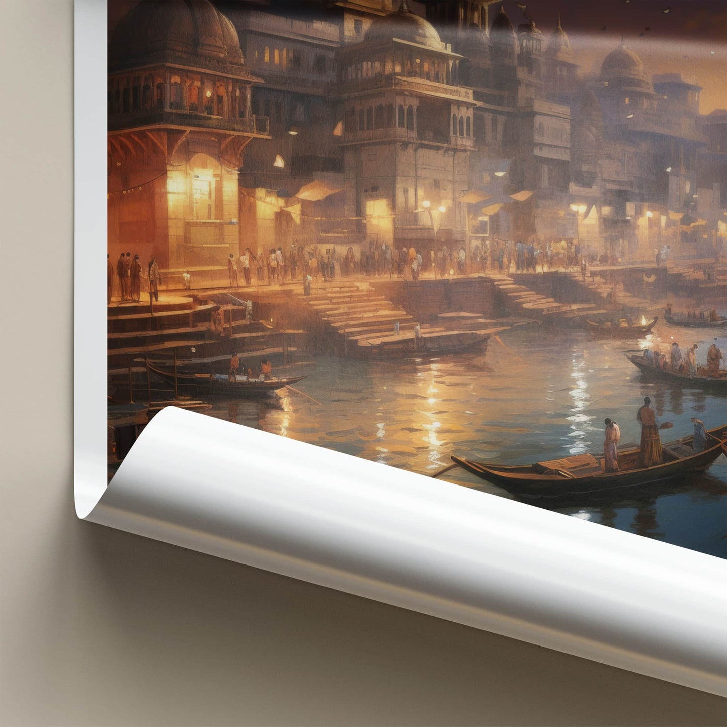 Varanasi Poster - India Wall Art - Uttar Pradesh Dusk River Ghats Gift