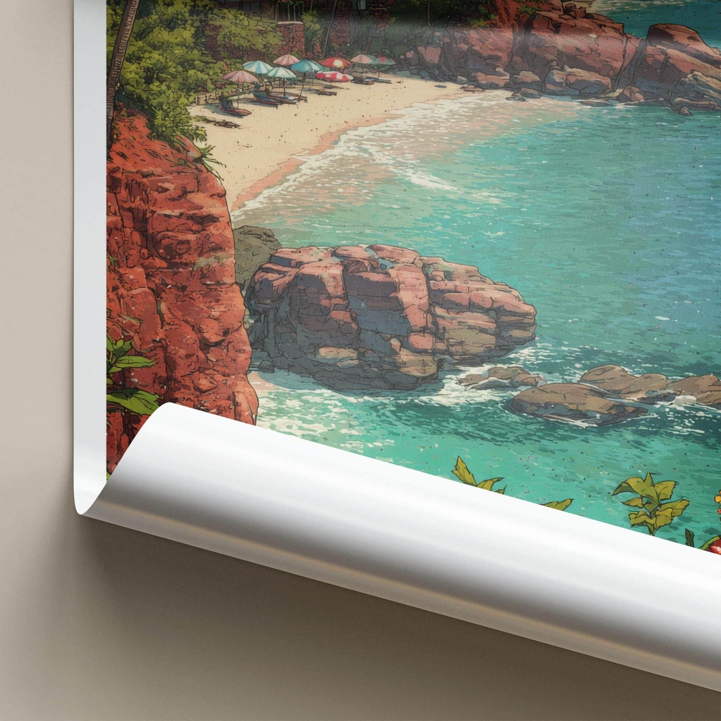 Varkala Poster - India Framed Print - Kerala Cliff Beach Framed Decor