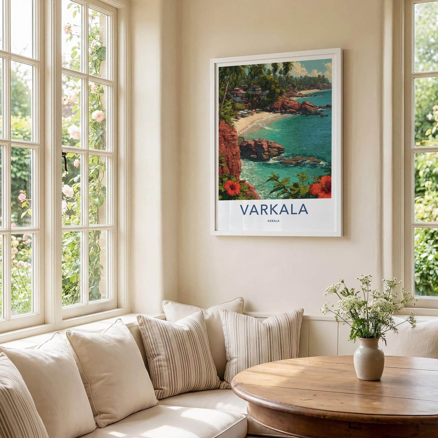 Varkala Poster - India Framed Print - Kerala Cliff Beach Framed Decor