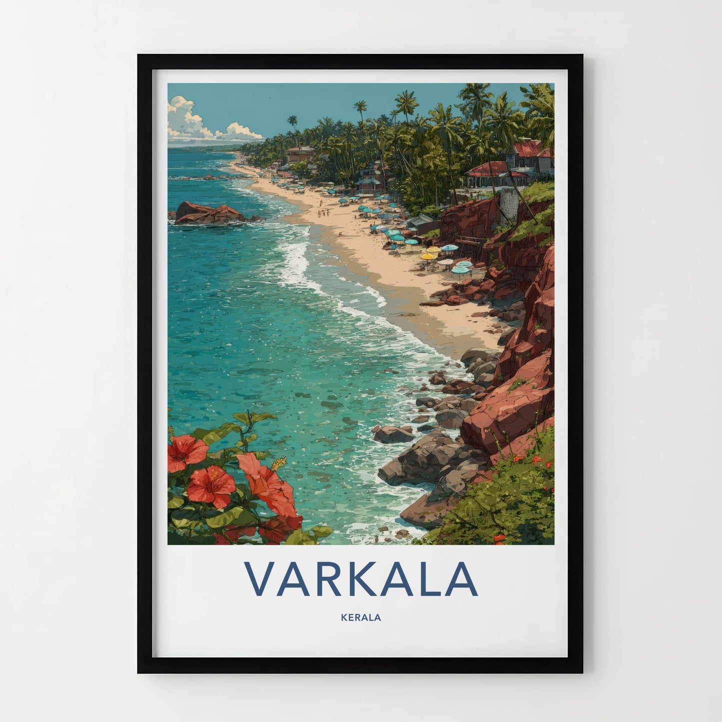 Varkala Poster - India Kerala Beachfront Cliff Art Print Home Decor