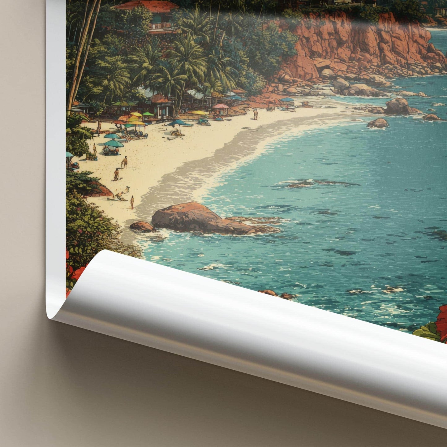 Varkala Poster - India Travel Art - Kerala Beach Cliff Palm Home Decor