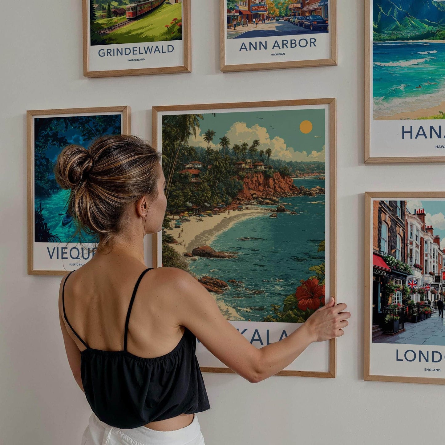 Varkala Poster - India Travel Art - Kerala Beach Cliff Palm Home Decor