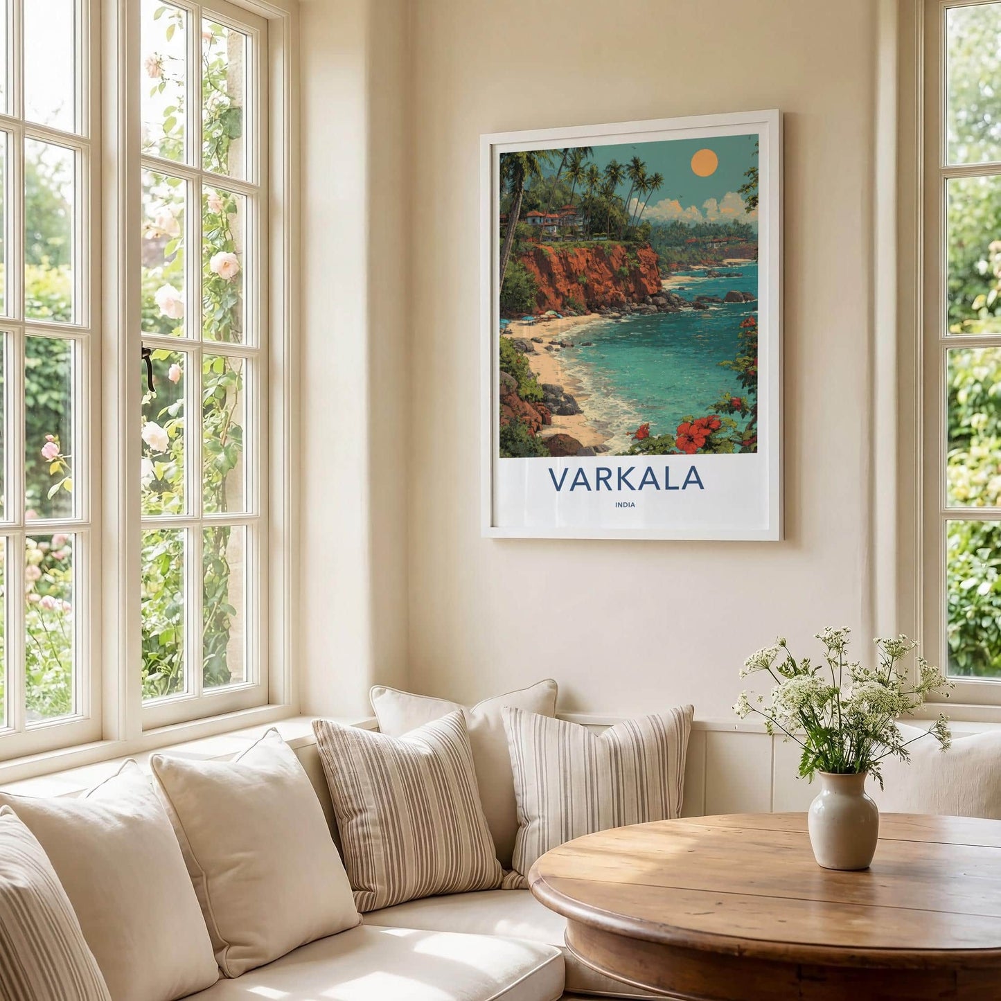 Varkala Poster - India Travel Art - Kerala Tropical Cliff Beach Home Decor