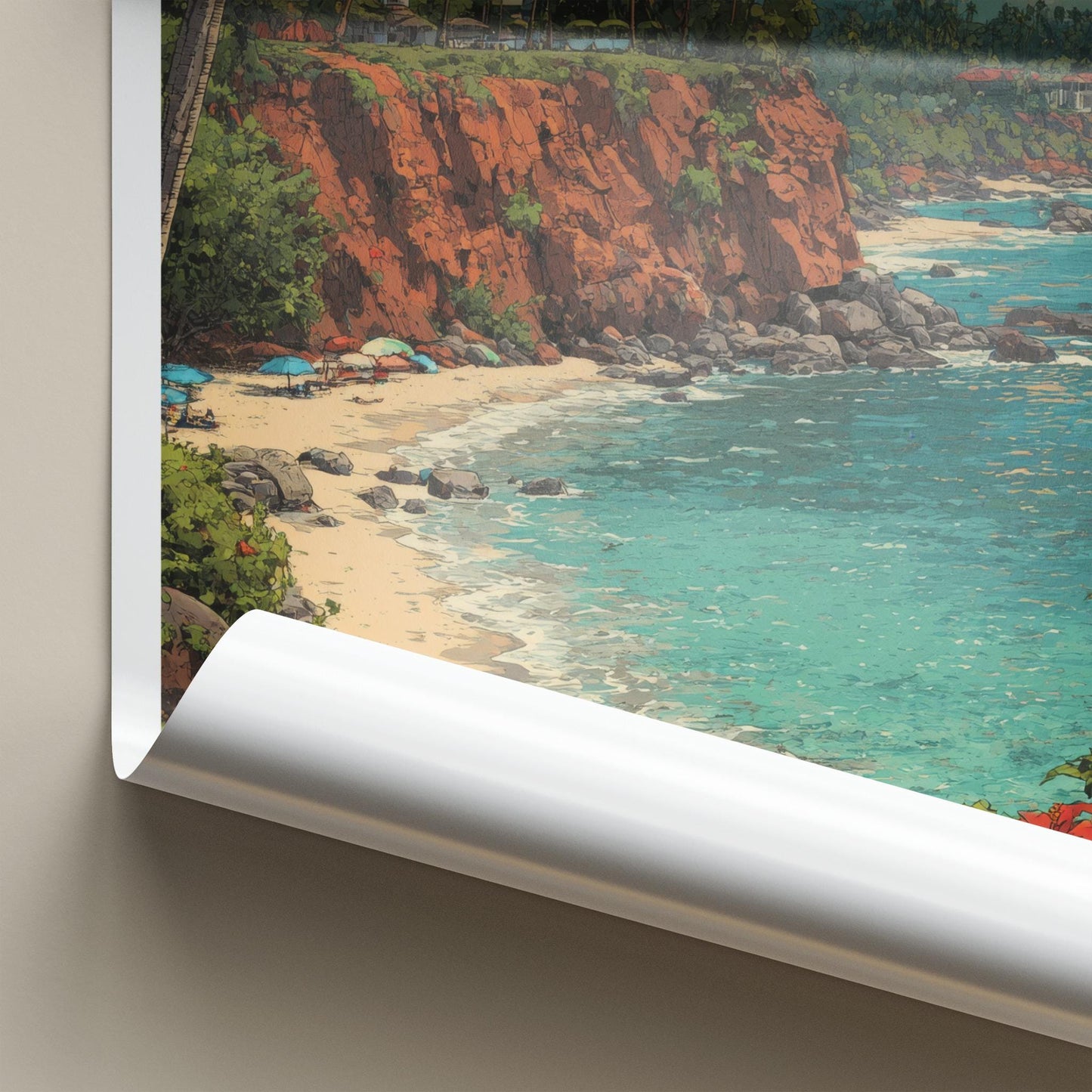 Varkala Poster - India Travel Art - Kerala Tropical Cliff Beach Home Decor