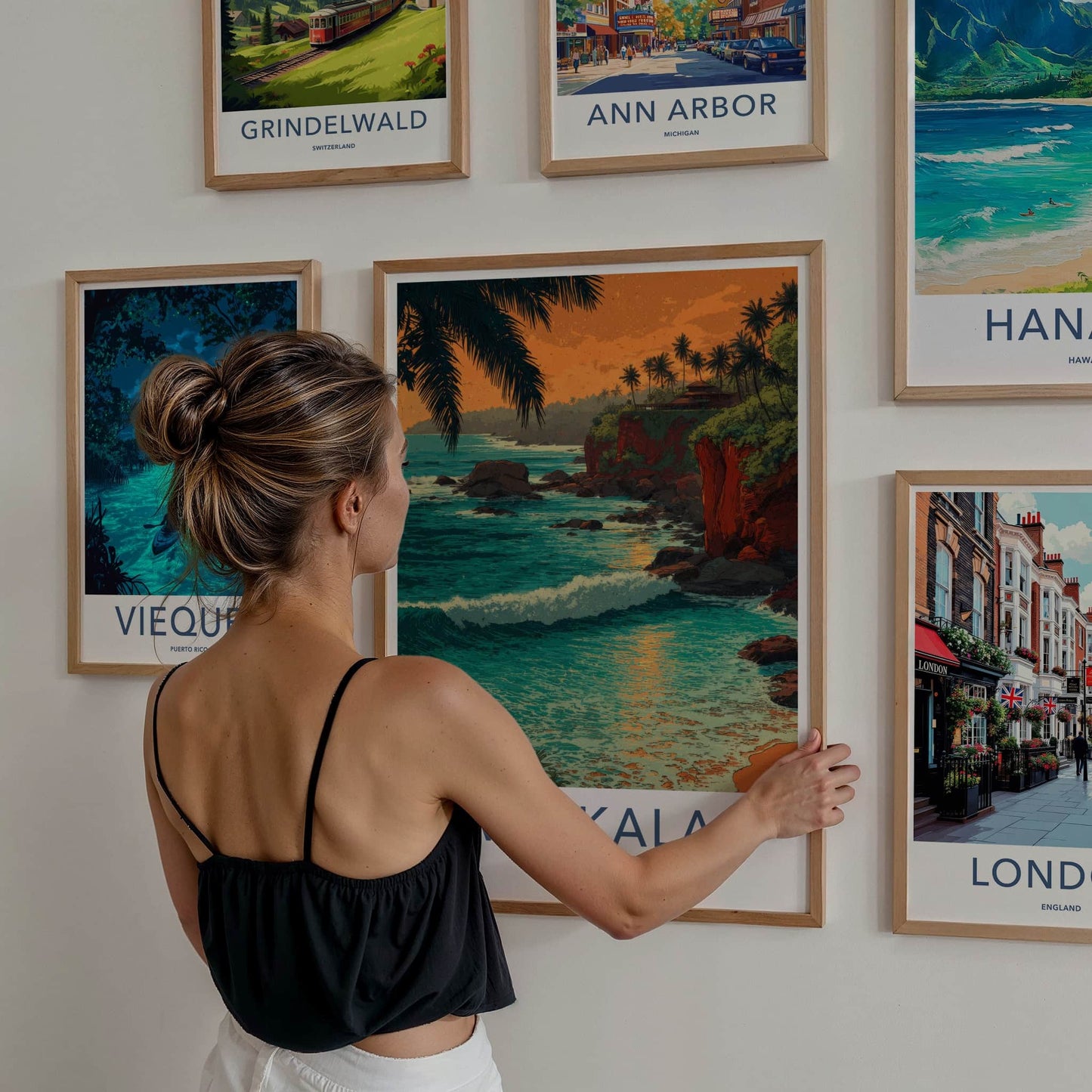 Varkala Poster - India Travel Print - Cliffside Palms Sunset Home Decor