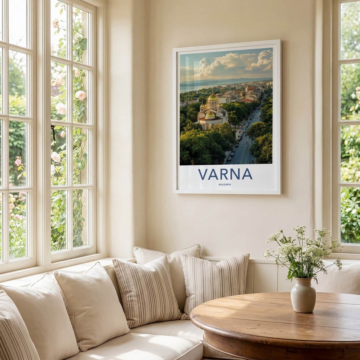 Varna Poster - Bulgaria Travel Print - Cityscape Golden Church Wall Decor