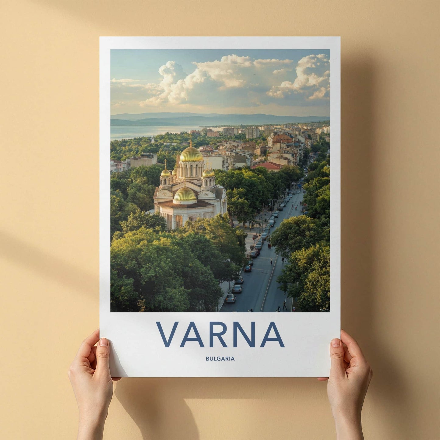 Varna Poster - Bulgaria Travel Print - Cityscape Golden Church Wall Decor
