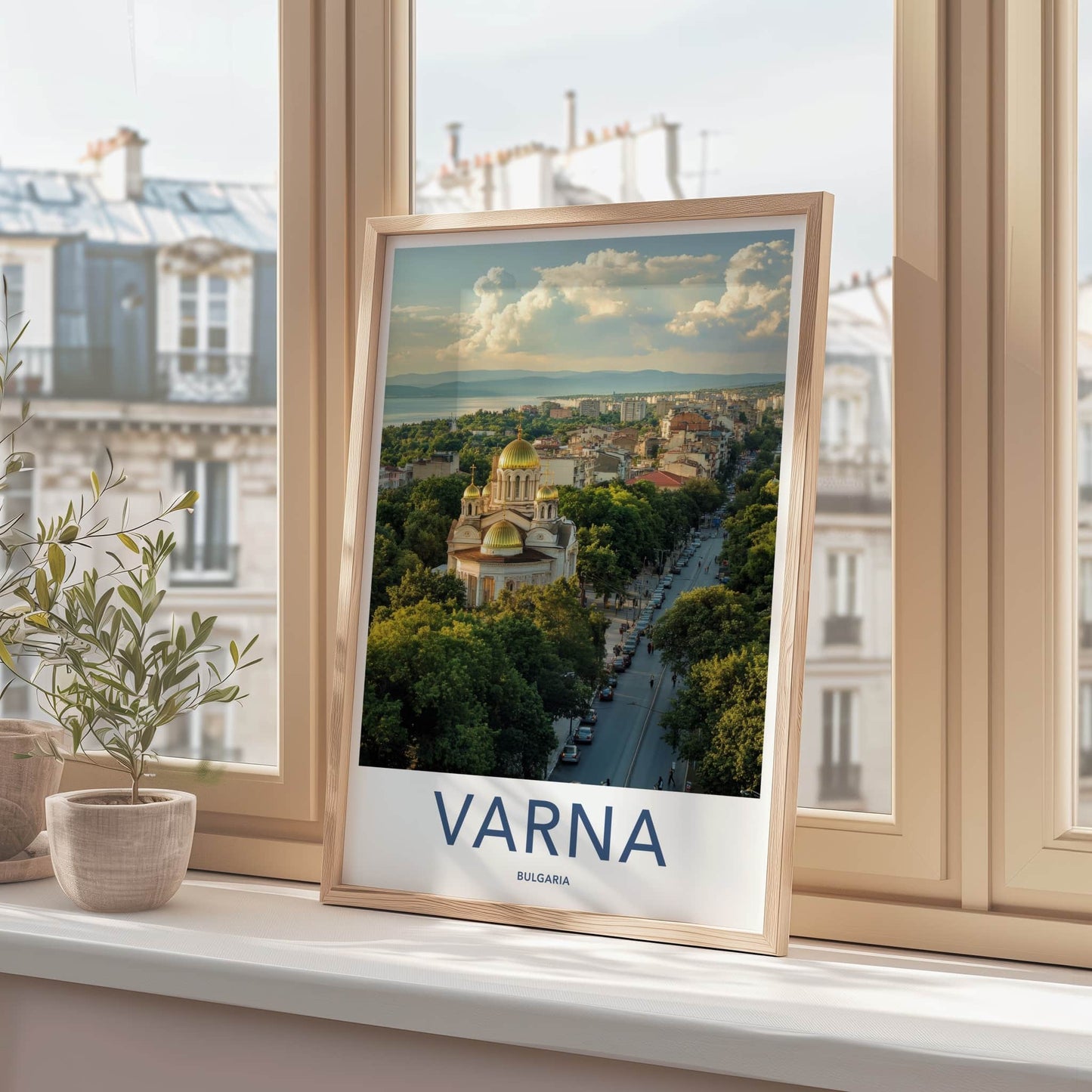 Varna Poster - Bulgaria Travel Print - Cityscape Golden Church Wall Decor