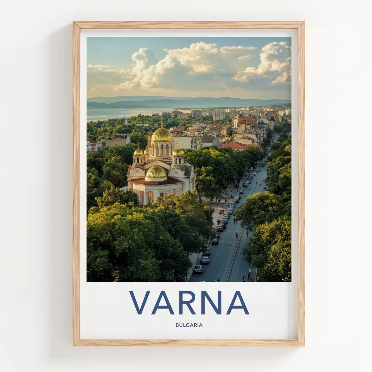 Varna Poster - Bulgaria Travel Print - Cityscape Golden Church Wall Decor