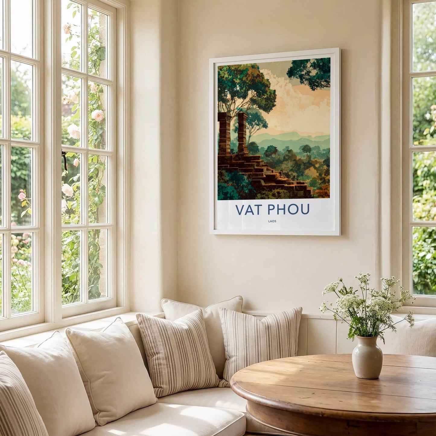 Vat Phou Poster - Laos Travel Art - Ancient Ruin Steps Wall Decor