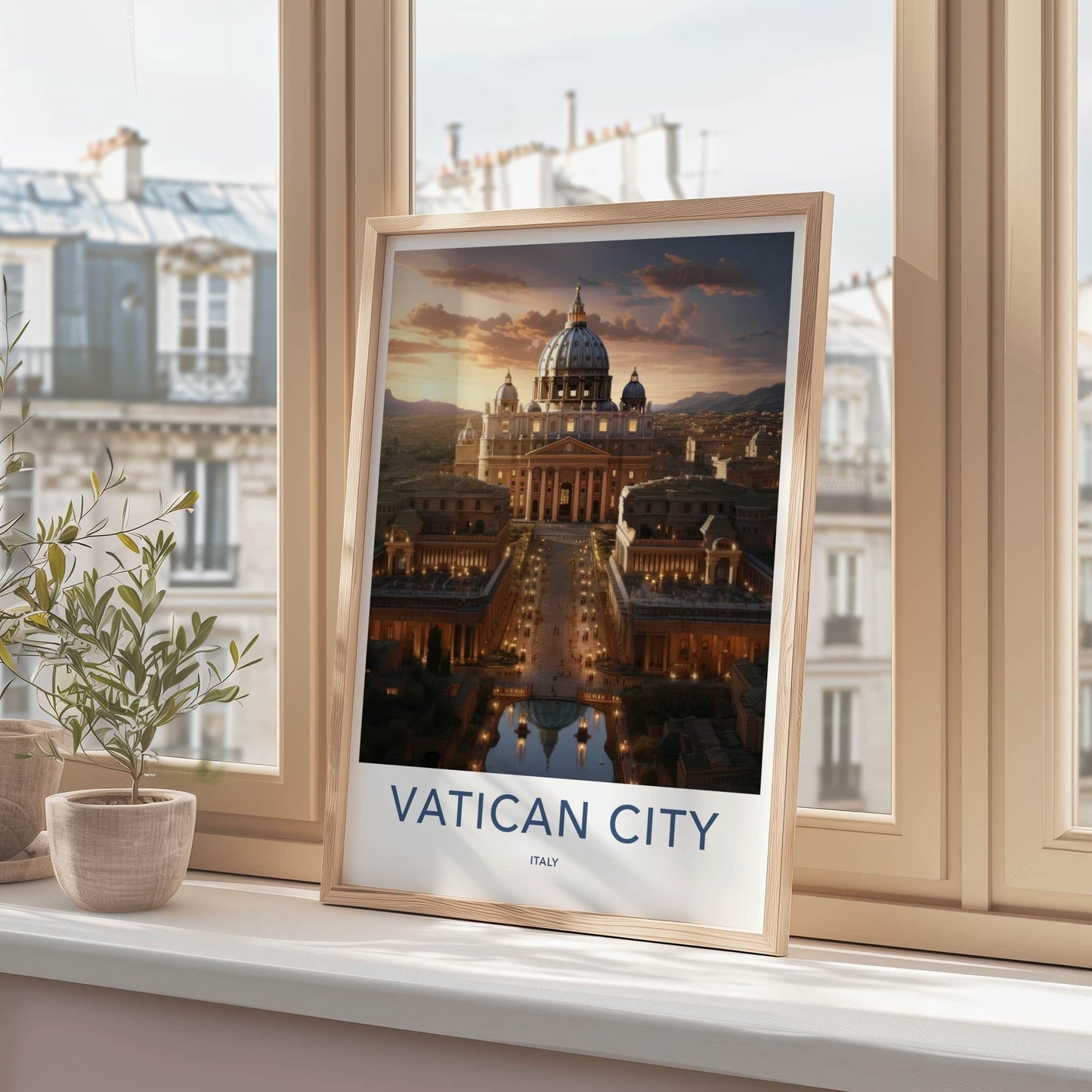 Vatican City Poster - Italy Travel Art - Grand Basilica Sunset Home Decor