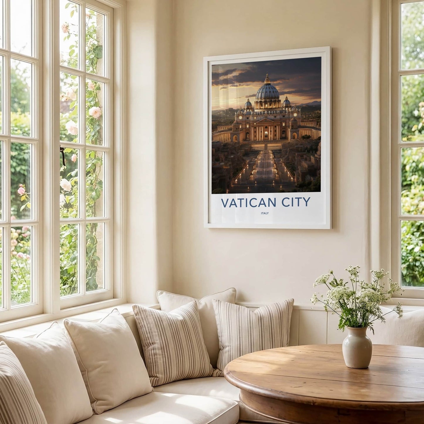 Vatican City Poster - Italy Travel Art - Grand Basilica Sunset Home Decor