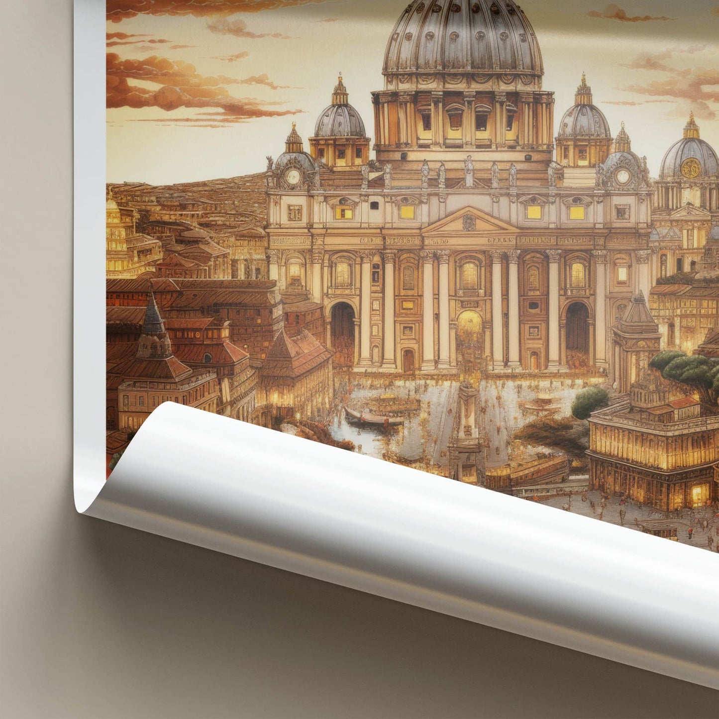 Vatican City Poster - Italy Wall Art - Grand Basilica Sunset Home Decor