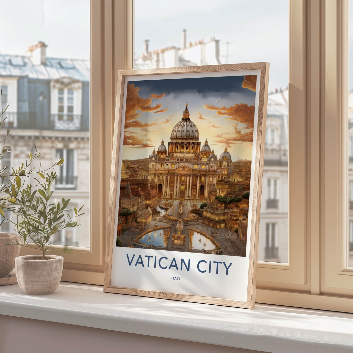 Vatican City Poster - Italy Wall Art - Grand Basilica Sunset Home Decor