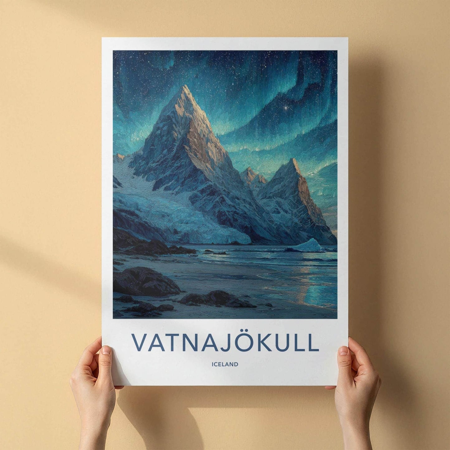 Vatnajokull Poster - Iceland Travel Art - Aurora Glacier Mountains Home Decor