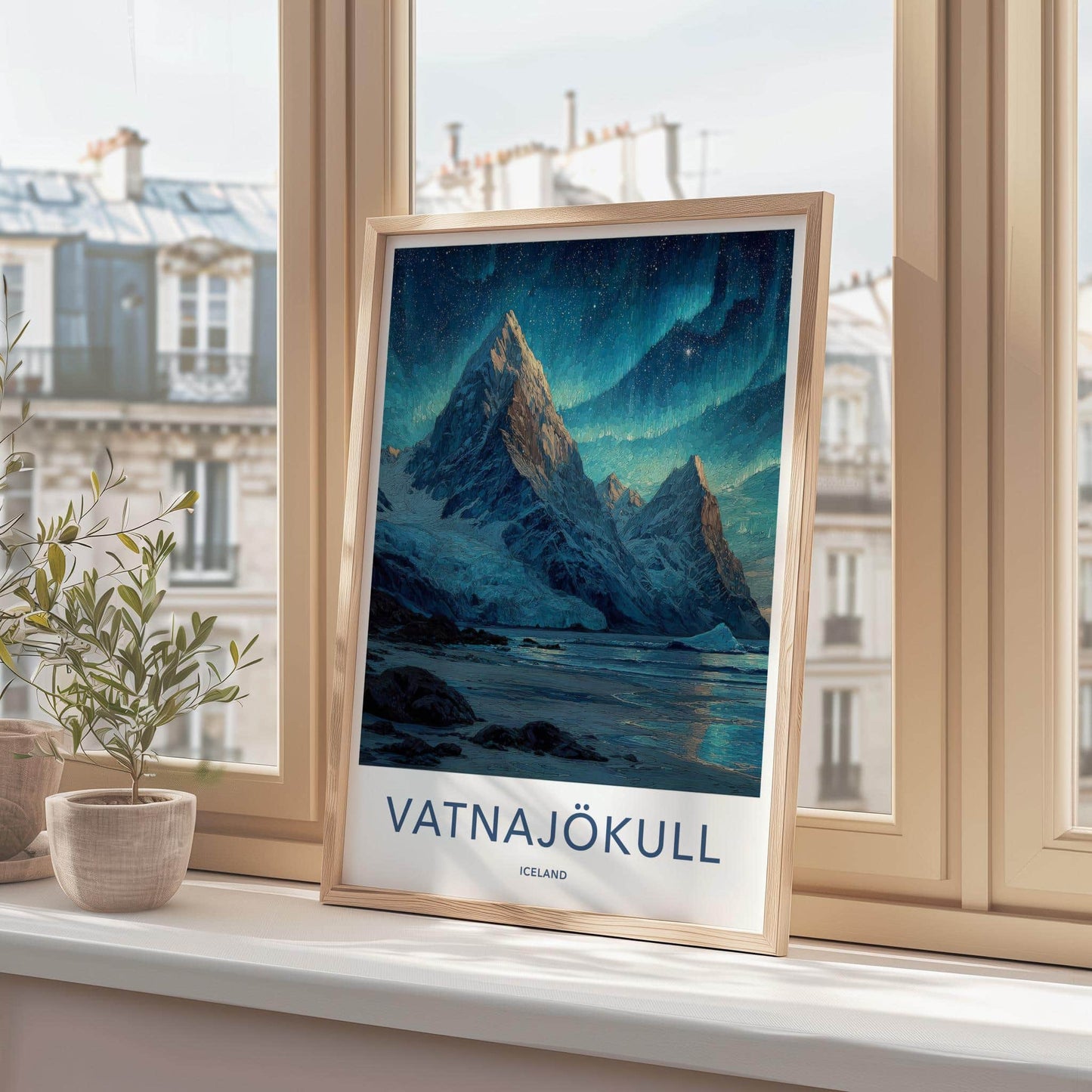 Vatnajokull Poster - Iceland Travel Art - Aurora Glacier Mountains Home Decor