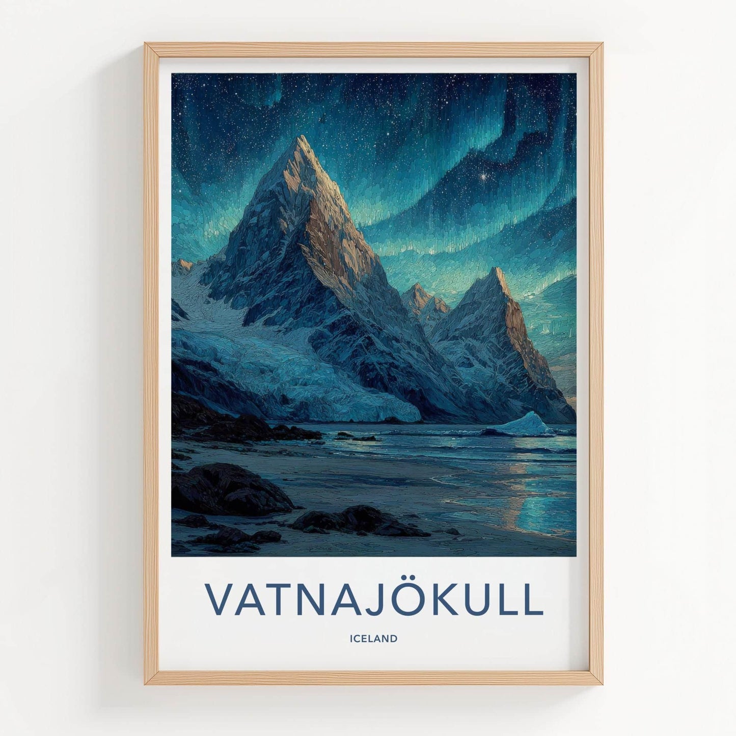 Vatnajokull Poster - Iceland Travel Art - Aurora Glacier Mountains Home Decor