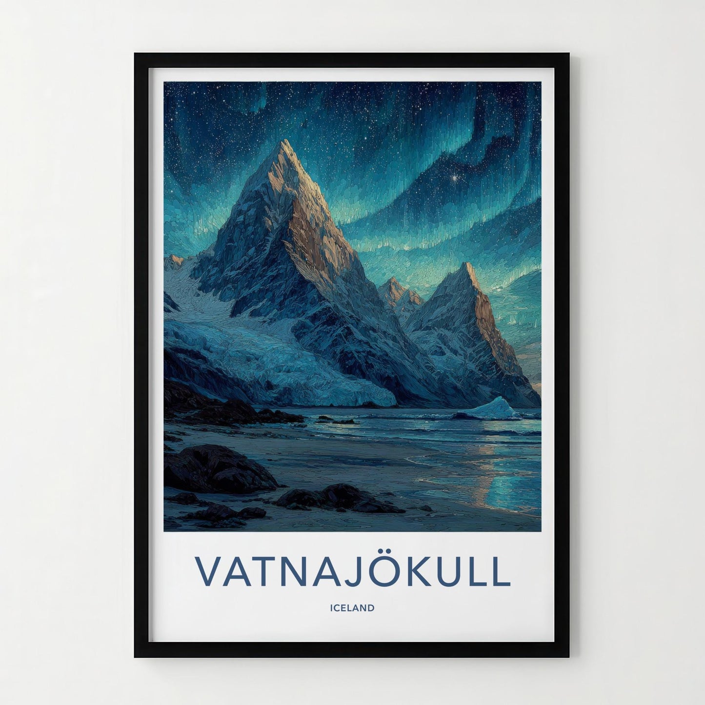 Vatnajokull Poster - Iceland Travel Art - Aurora Glacier Mountains Home Decor
