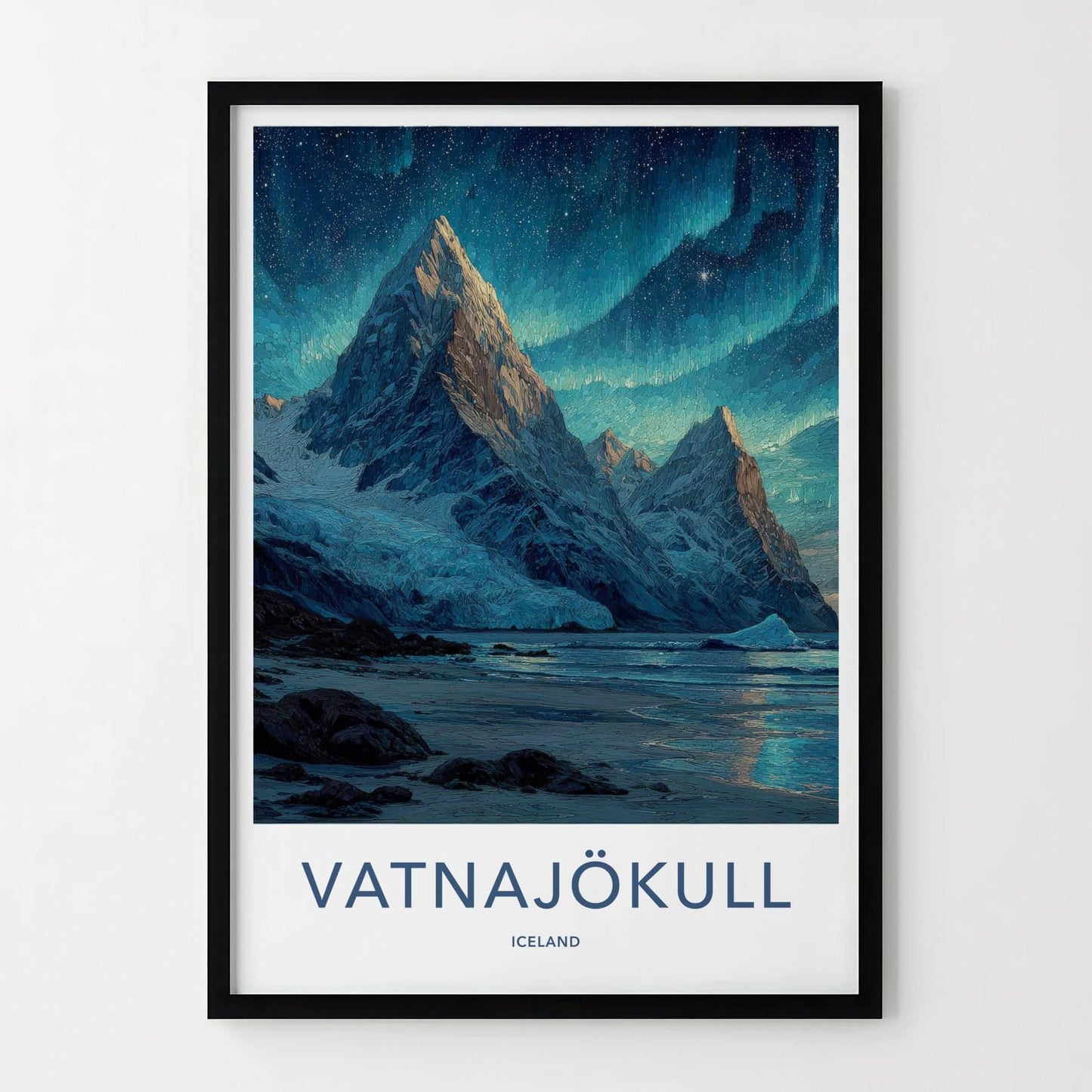 Vatnajokull Poster - Iceland Travel Art - Aurora Glacier Mountains Home Decor