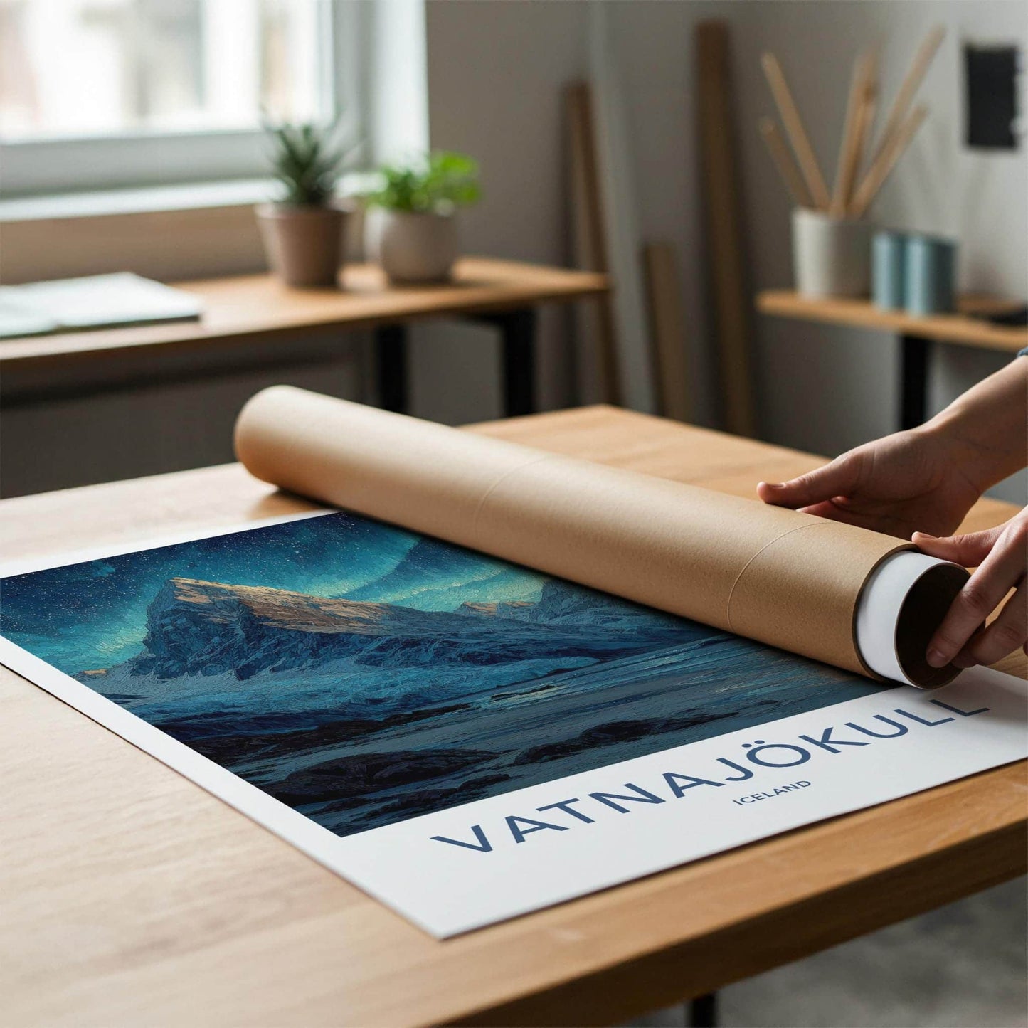 Vatnajokull Poster - Iceland Travel Art - Aurora Glacier Mountains Home Decor