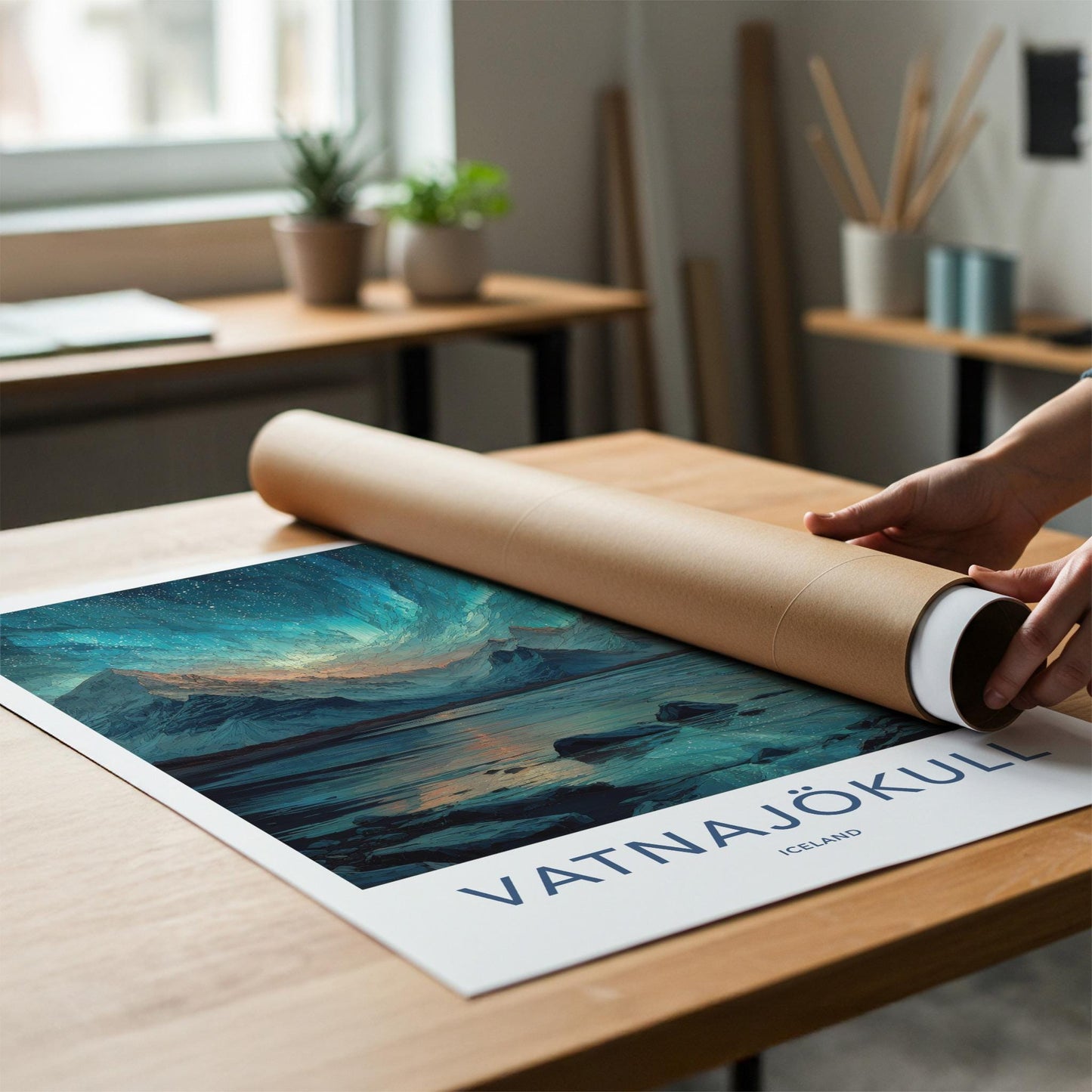 Vatnajokull Poster - Iceland Travel Art - Aurora Mountains Lake Home Decor