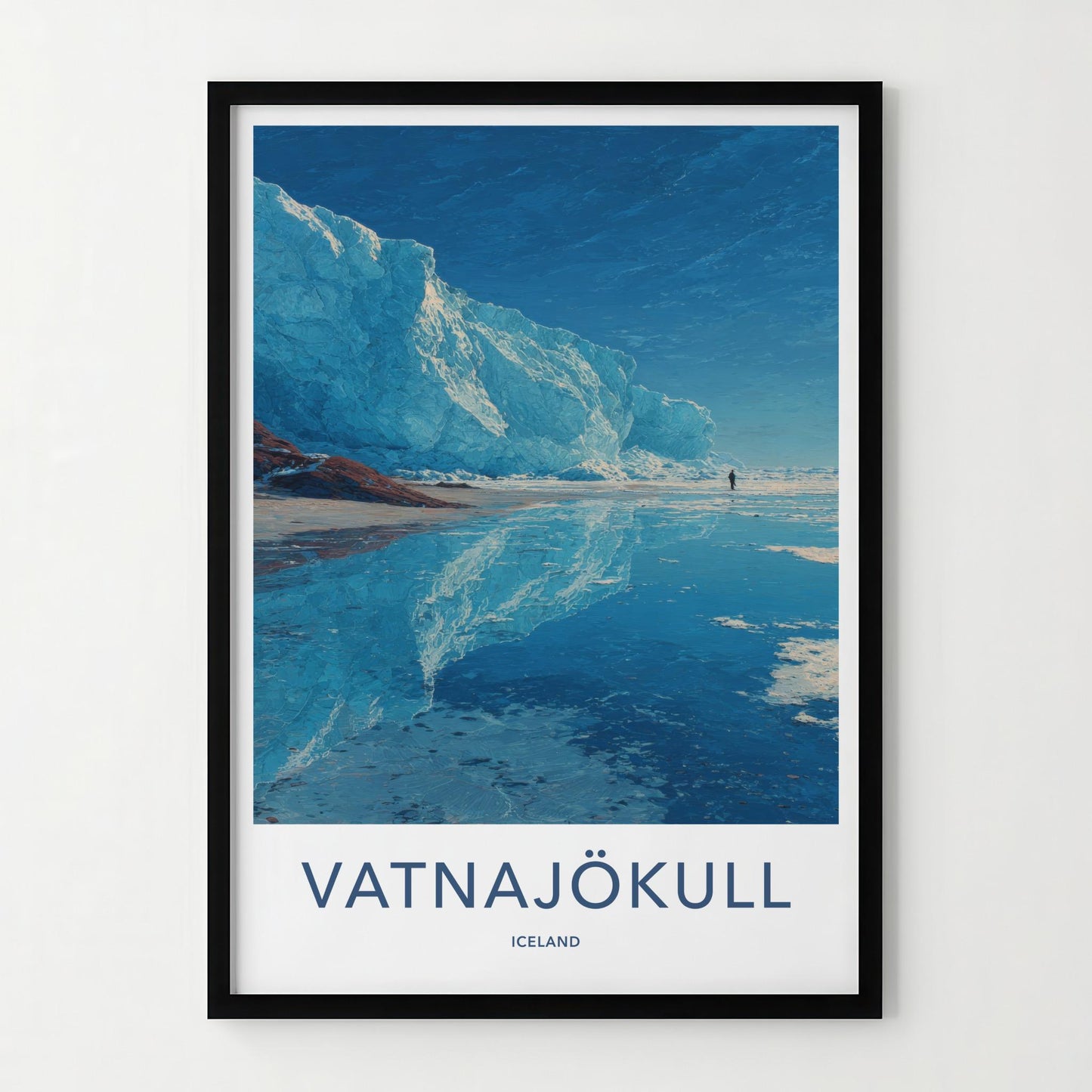 Vatnajokull Poster - Iceland Travel Art - Glacial Iceberg Person Home Decor
