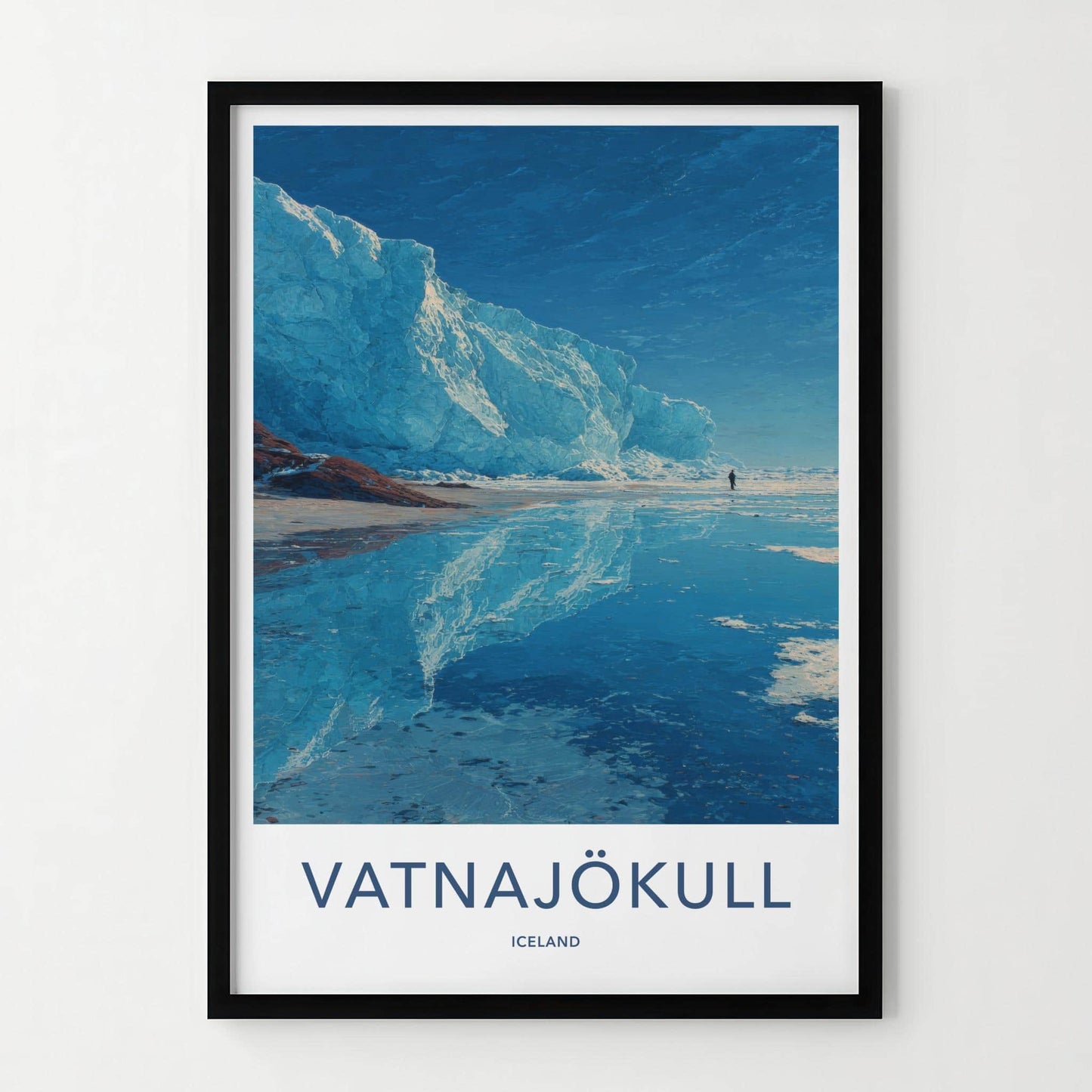 Vatnajokull Poster - Iceland Travel Art - Glacial Iceberg Person Home Decor