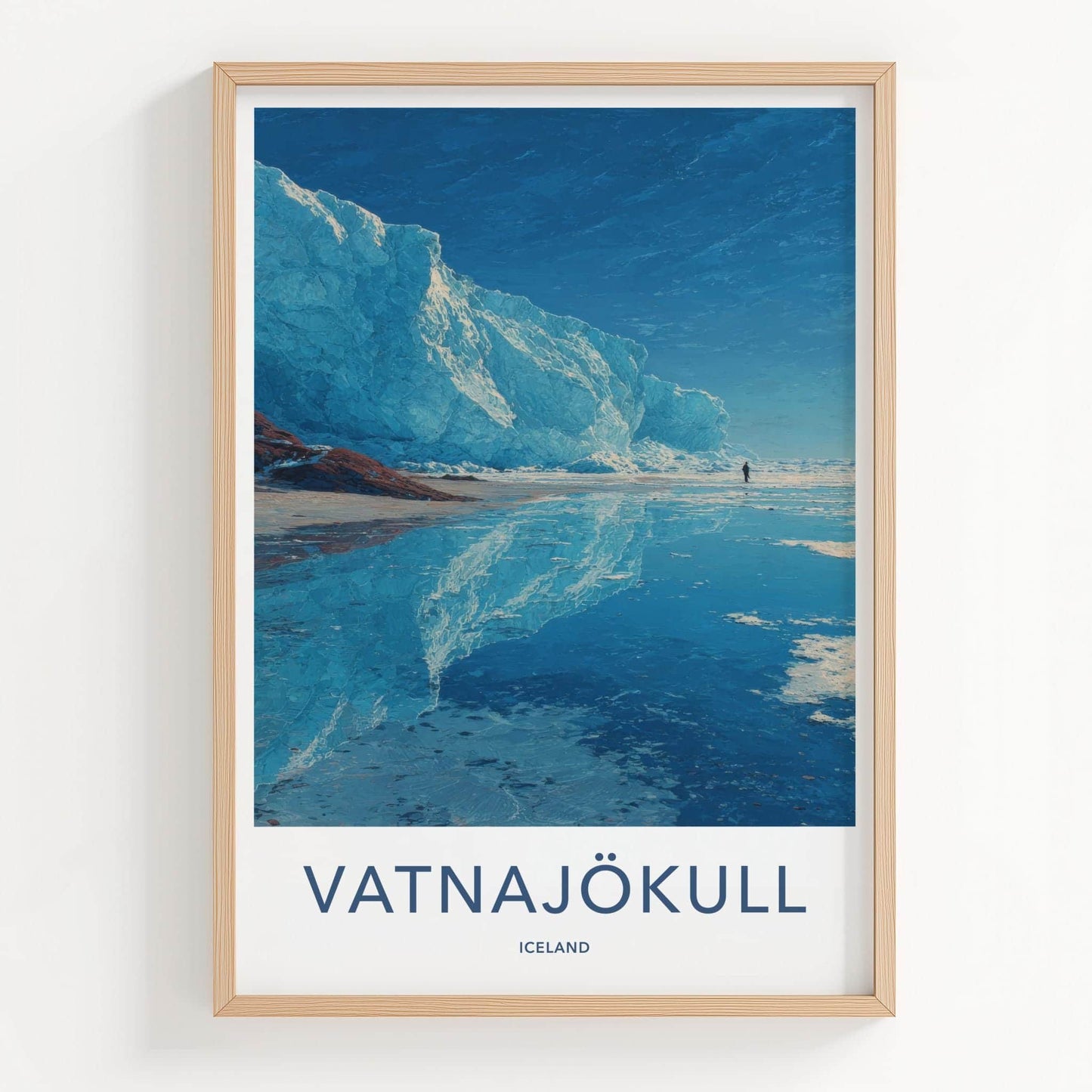 Vatnajokull Poster - Iceland Travel Art - Glacial Iceberg Person Home Decor