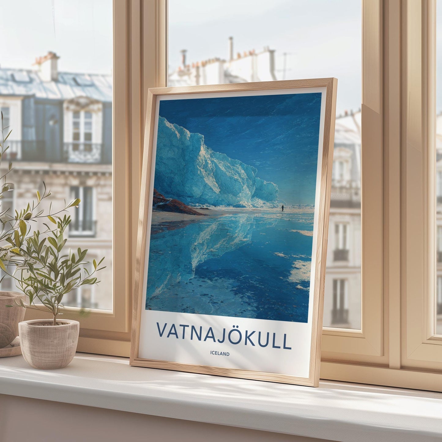 Vatnajokull Poster - Iceland Travel Art - Glacial Iceberg Person Home Decor