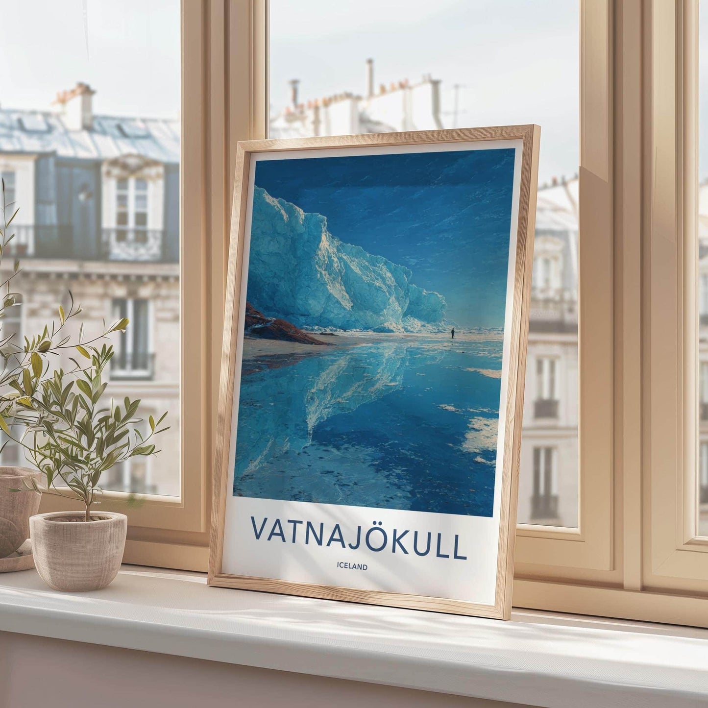 Vatnajokull Poster - Iceland Travel Art - Glacial Iceberg Person Home Decor