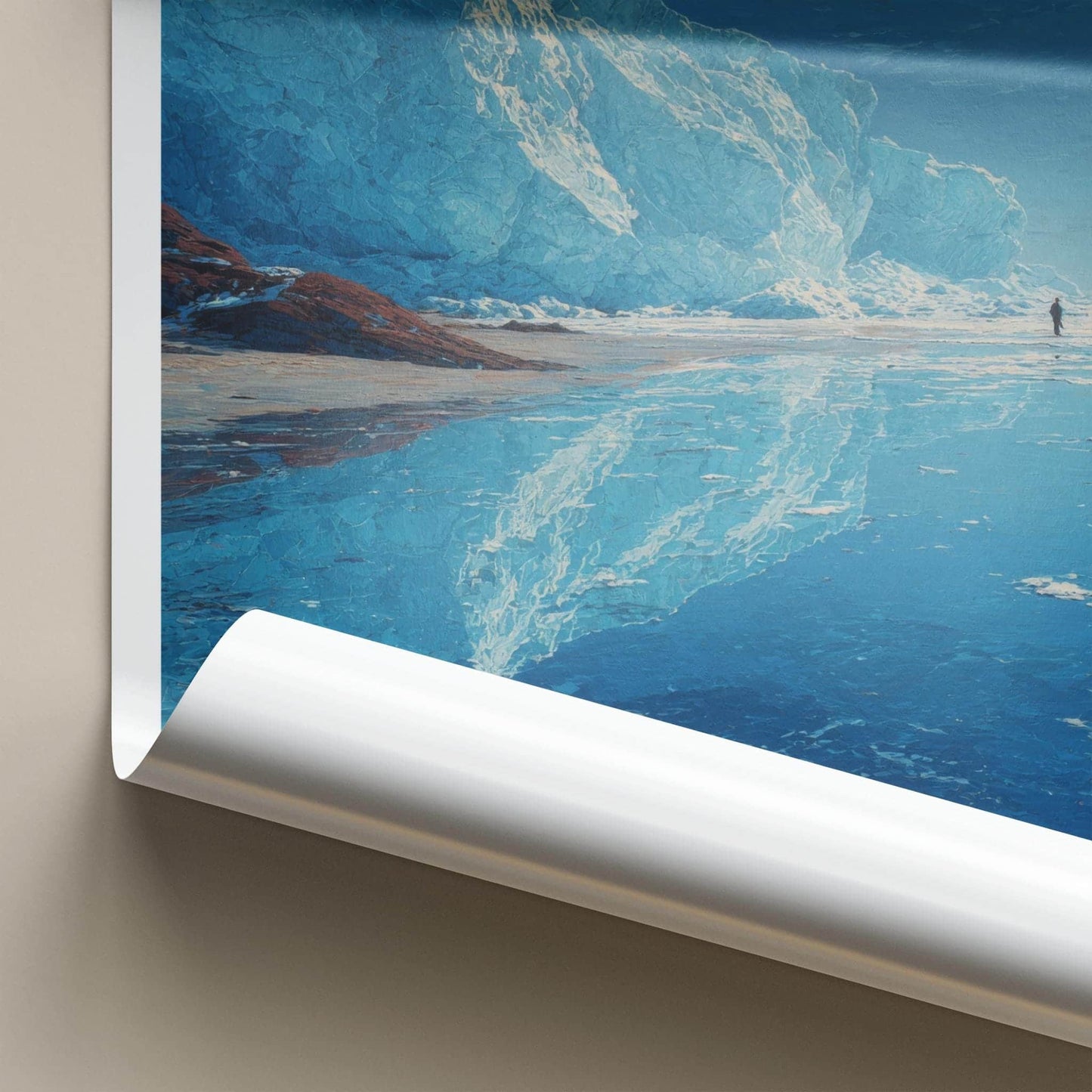 Vatnajokull Poster - Iceland Travel Art - Glacial Iceberg Person Home Decor