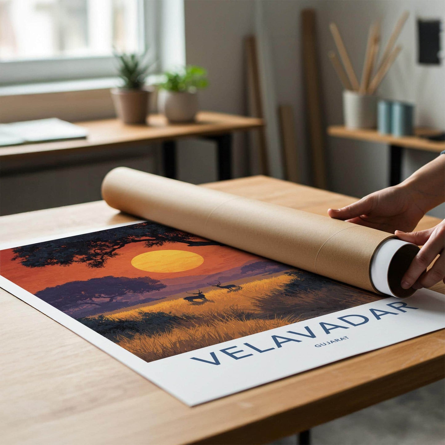 Velavadar Poster - India Art Print - Gujarat Blackbuck Golden Horizon Gift