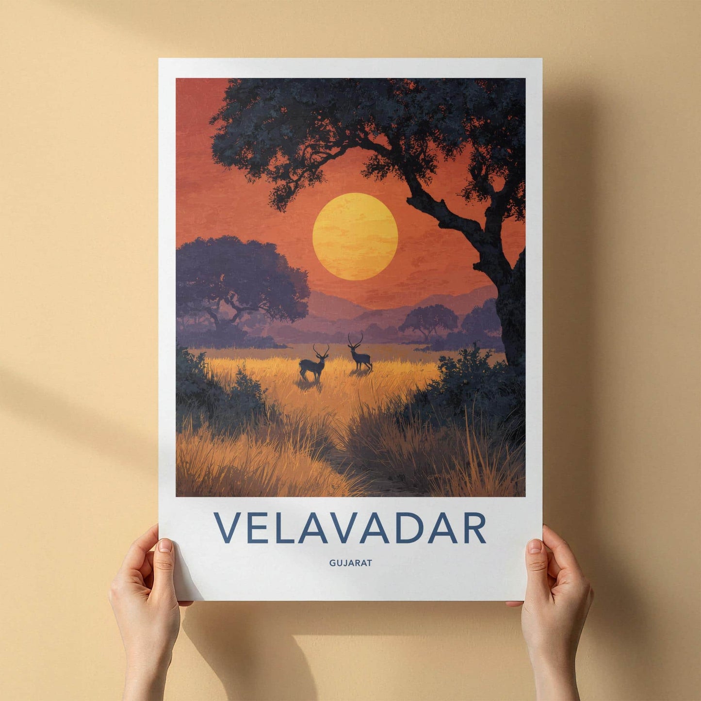 Velavadar Poster - India Art Print - Gujarat Blackbuck Golden Horizon Gift