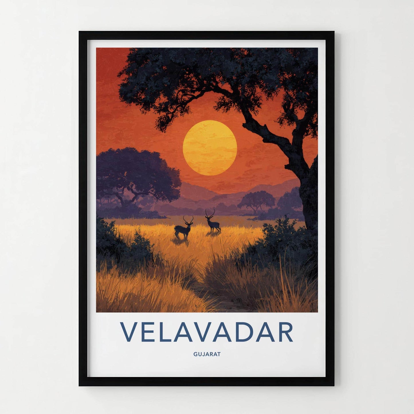 Velavadar Poster - India Art Print - Gujarat Blackbuck Golden Horizon Gift