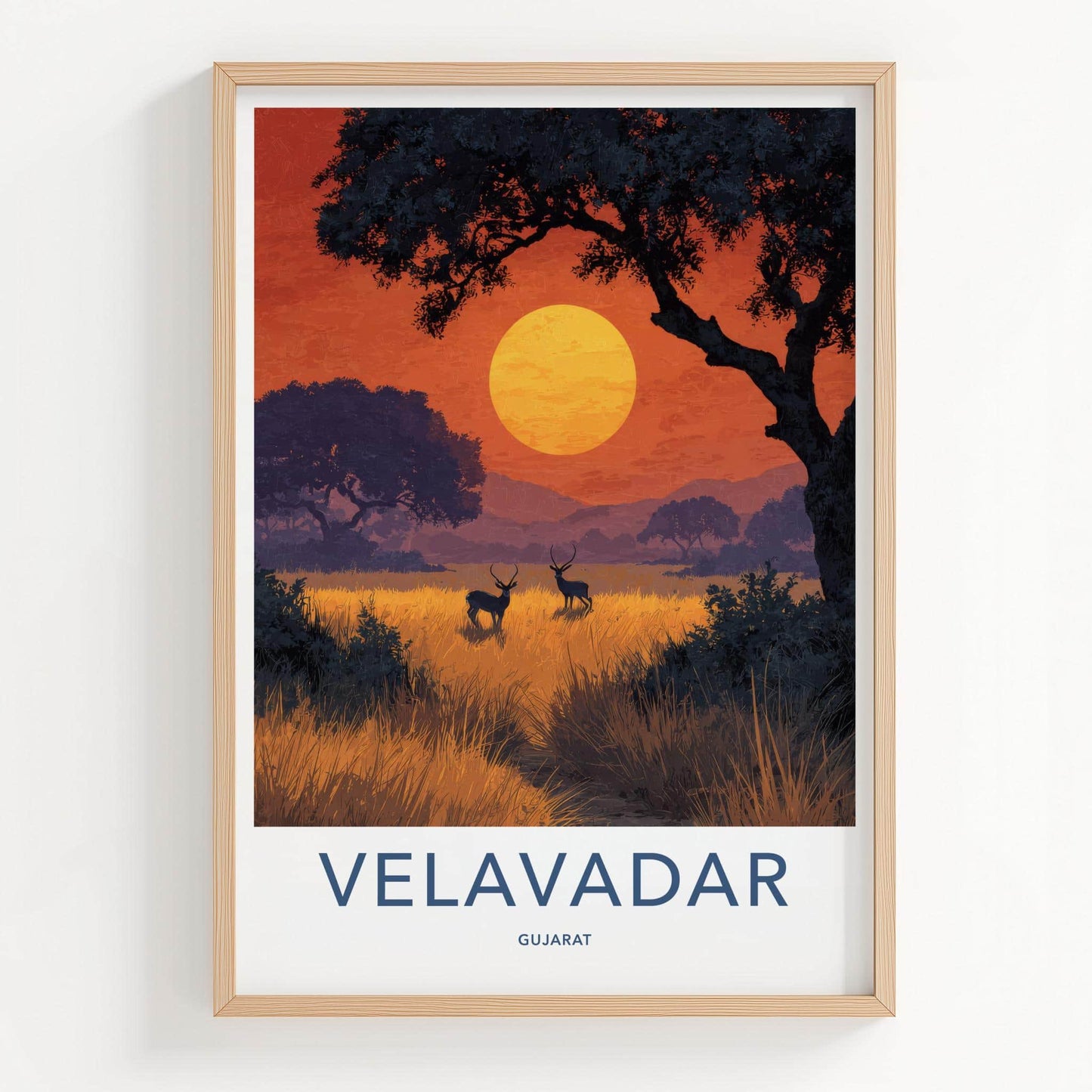 Velavadar Poster - India Art Print - Gujarat Blackbuck Golden Horizon Gift